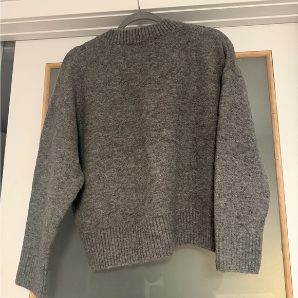 Zara Charcoal V-Neck Cozy Knit Sweater - Picture 8 of 9